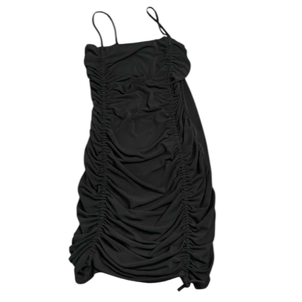 🟠 KOJI YOH BLACK RUCHED MINI DRESS SIZE MEDIUM